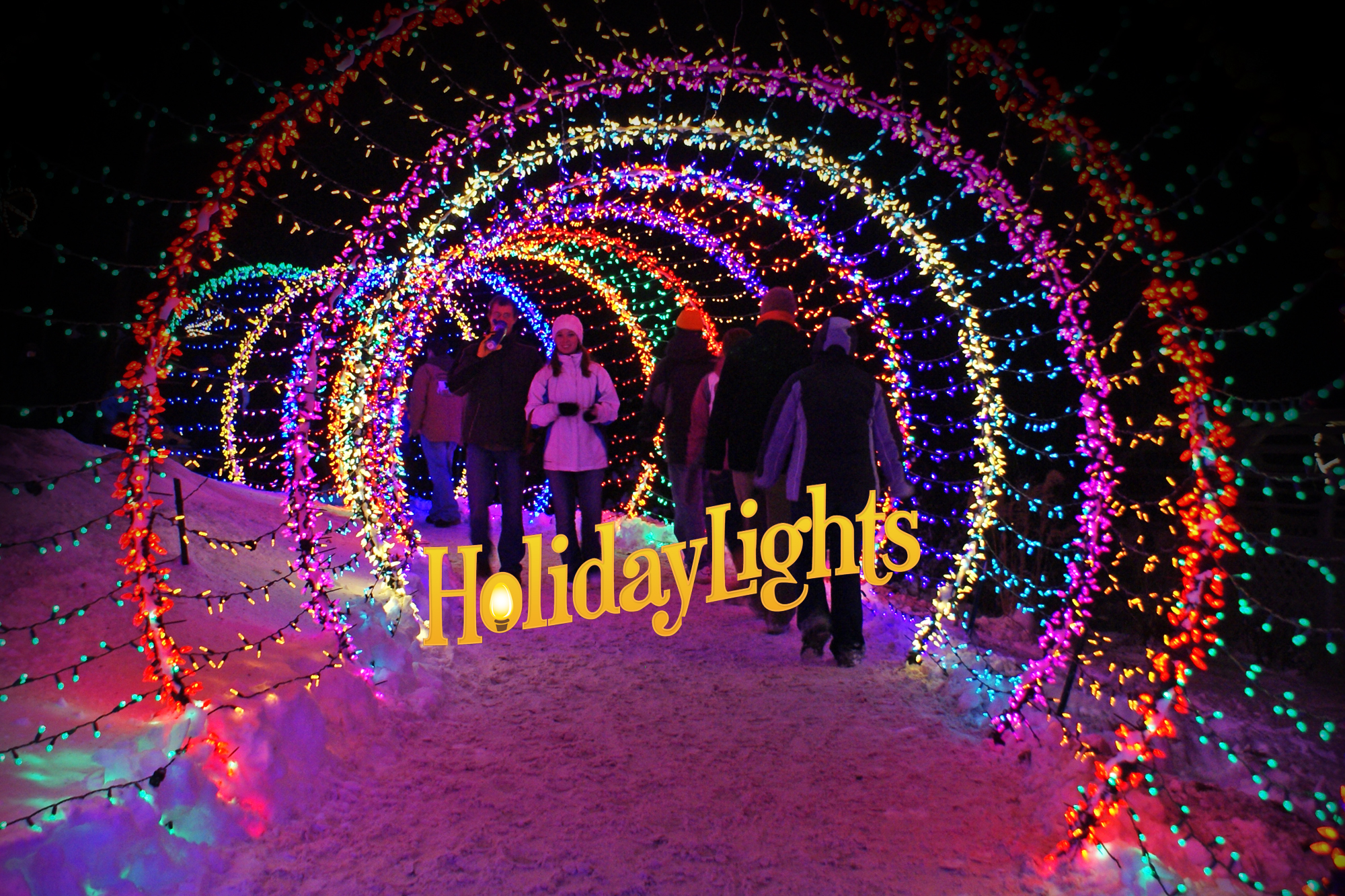 People walking at Holiday Lights