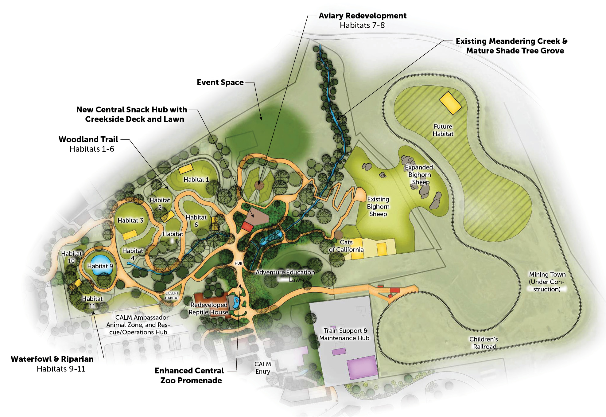 Detailed conceptual site plan of the CALM Zoo West Expansion.